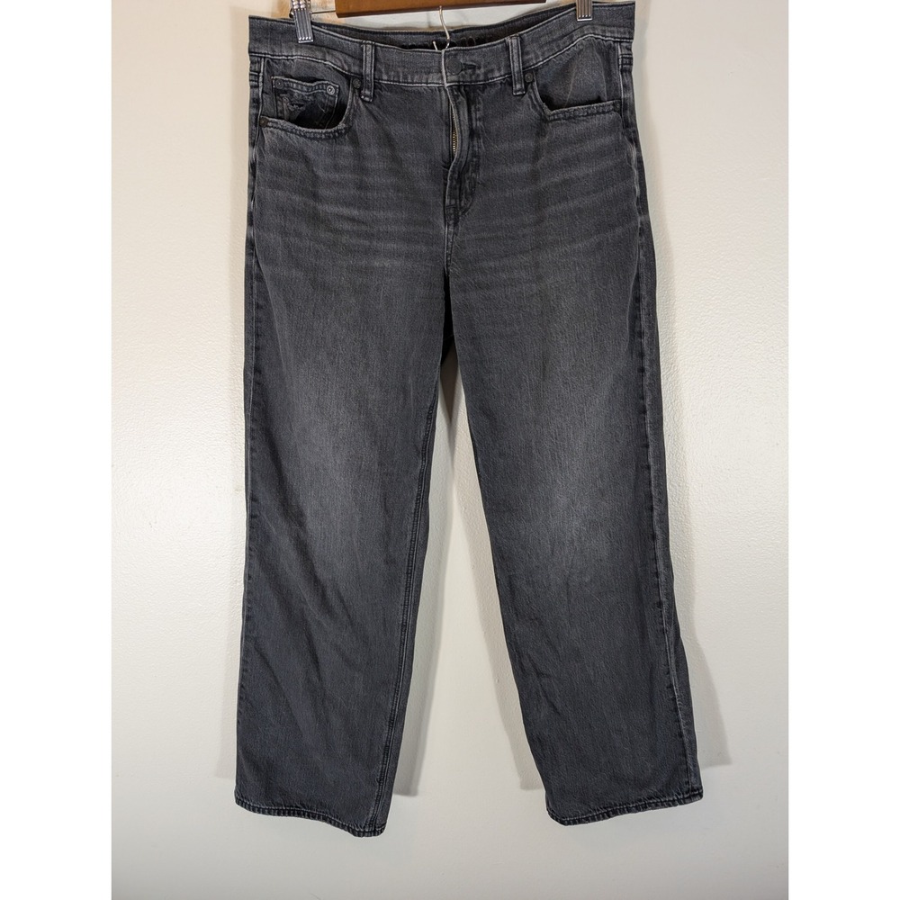 American Eagle Stovepipe Size 10 Jeans Washed Black High Waisted Denim Women